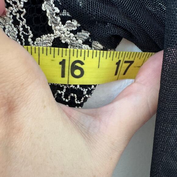 Vintage Kay Celine Black and Cream Mesh Long Sleeved Blouse - Picture 7 of 8